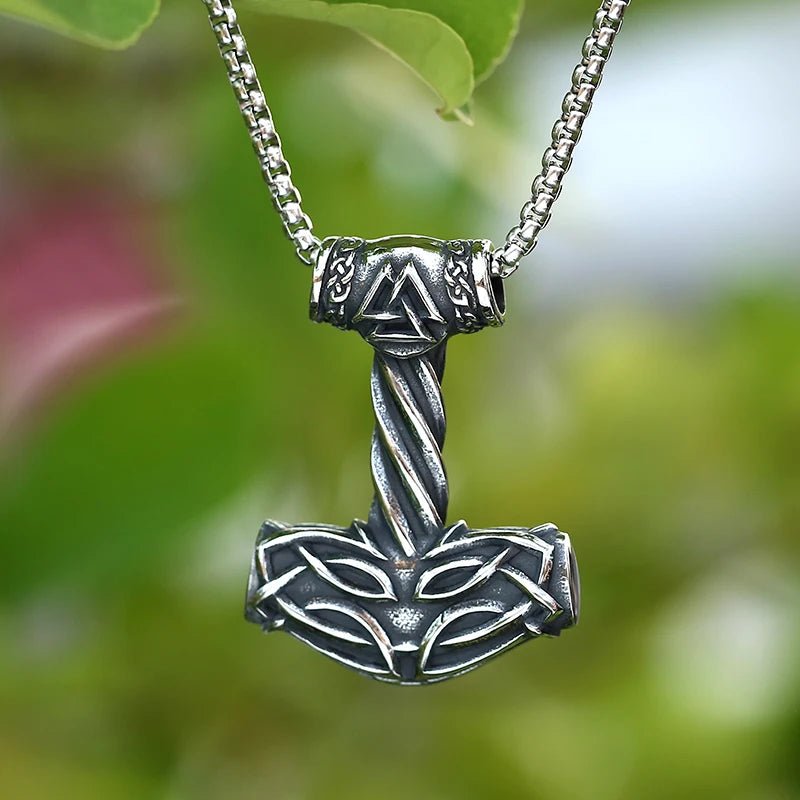 Valknut Hrungnirs Heart Hammer Viking Pendant - Chrome Cult