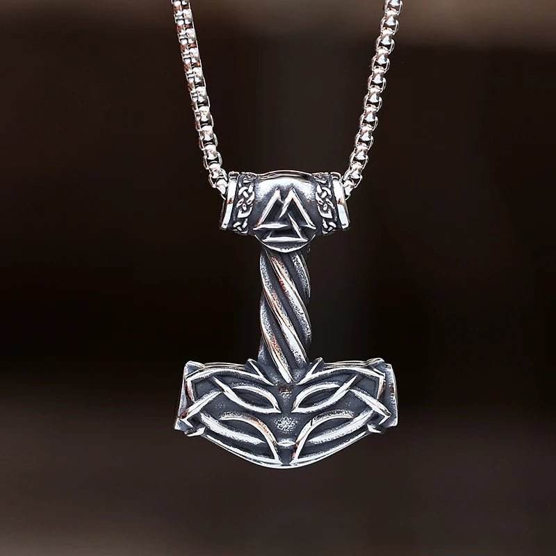 Valknut Hrungnirs Heart Hammer Viking Pendant - Chrome Cult