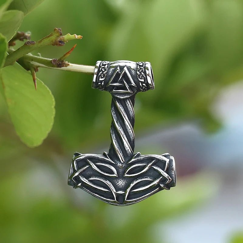 Valknut Hrungnirs Heart Hammer Viking Pendant - Chrome Cult