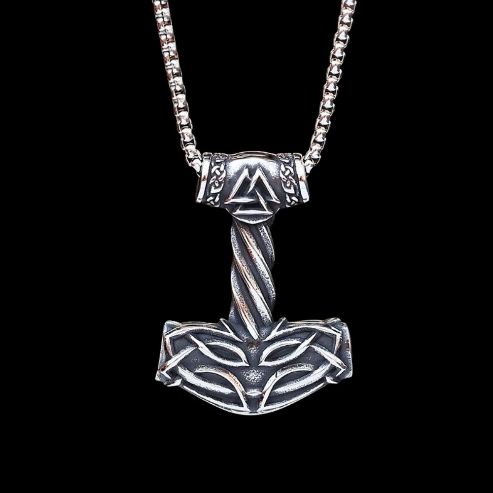 Valknut Hrungnirs Heart Hammer Viking Pendant - Chrome Cult