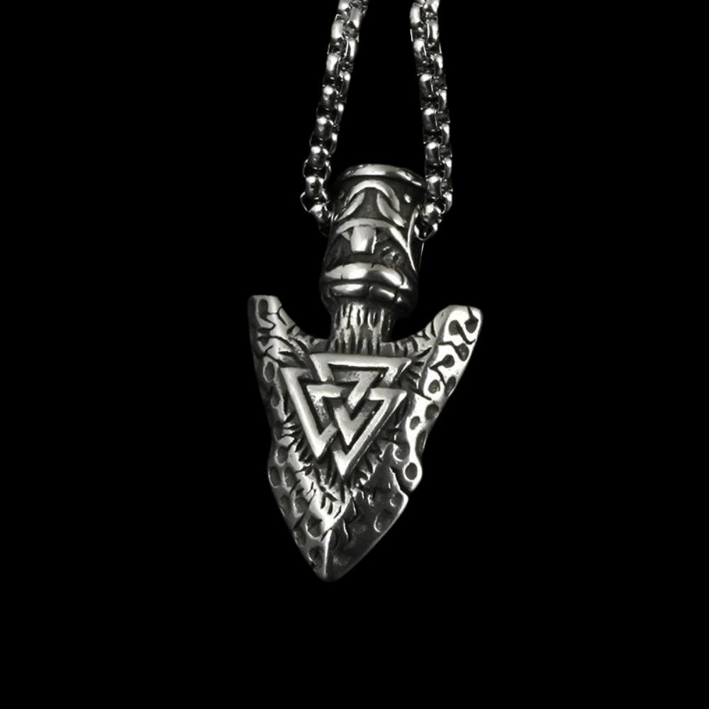 Valknut Spear Pendant - Chrome Cult