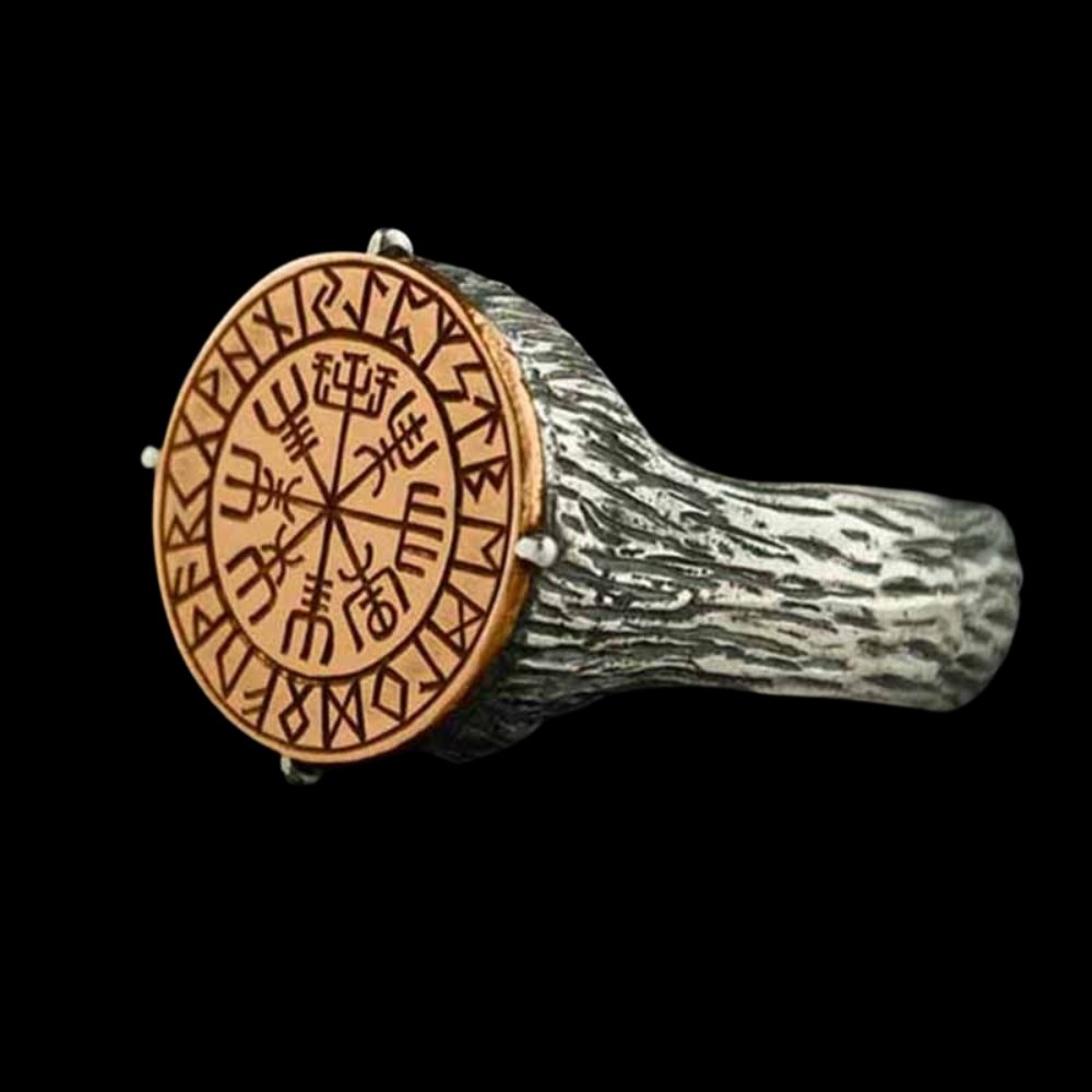 Vegvisir Compass Runes Ring - Chrome Cult