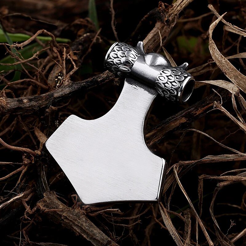 Viking And Wolf Head Celtic Knot Pendant - Chrome Cult