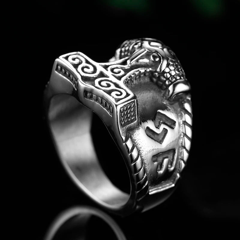 Viking Mjolnir Hammer Of Thor Ring - Chrome Cult