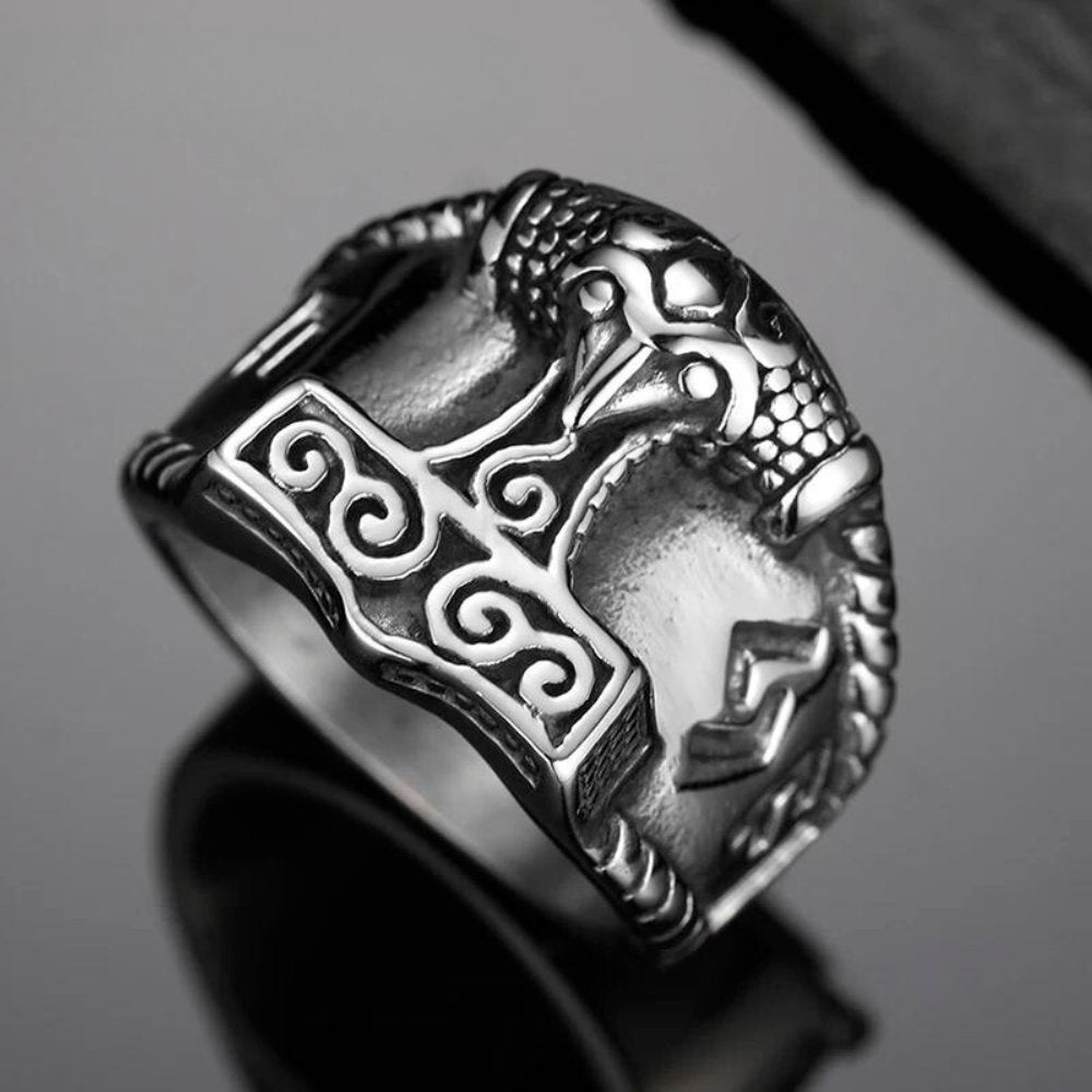 Viking Mjolnir Hammer Of Thor Ring - Chrome Cult
