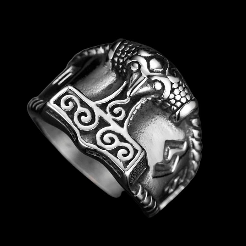 Viking Mjolnir Hammer Of Thor Ring - Chrome Cult