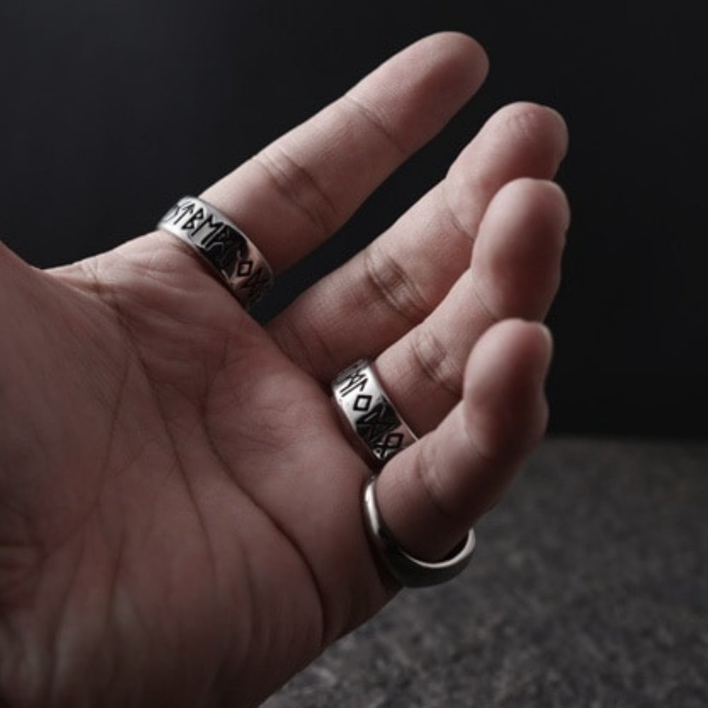 Viking Runes Eternity Ring - Chrome Cult