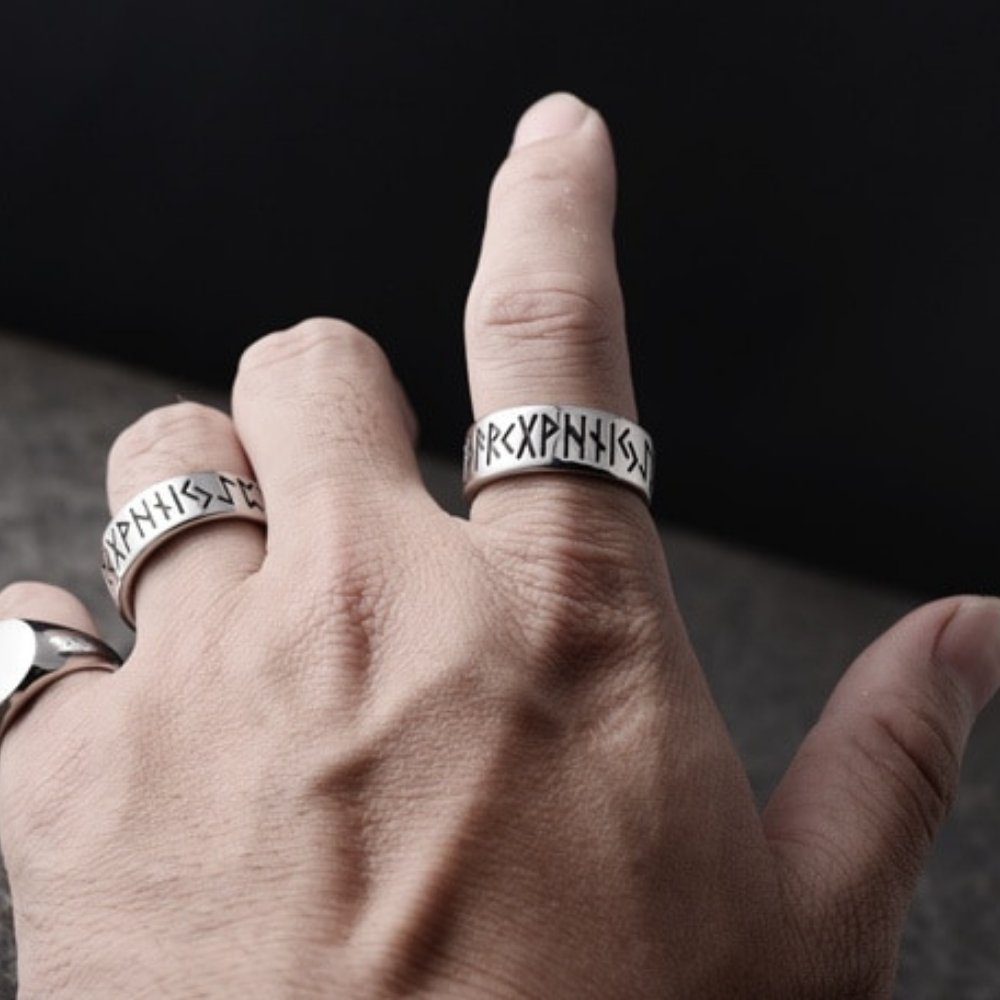 Viking Runes Eternity Ring - Chrome Cult