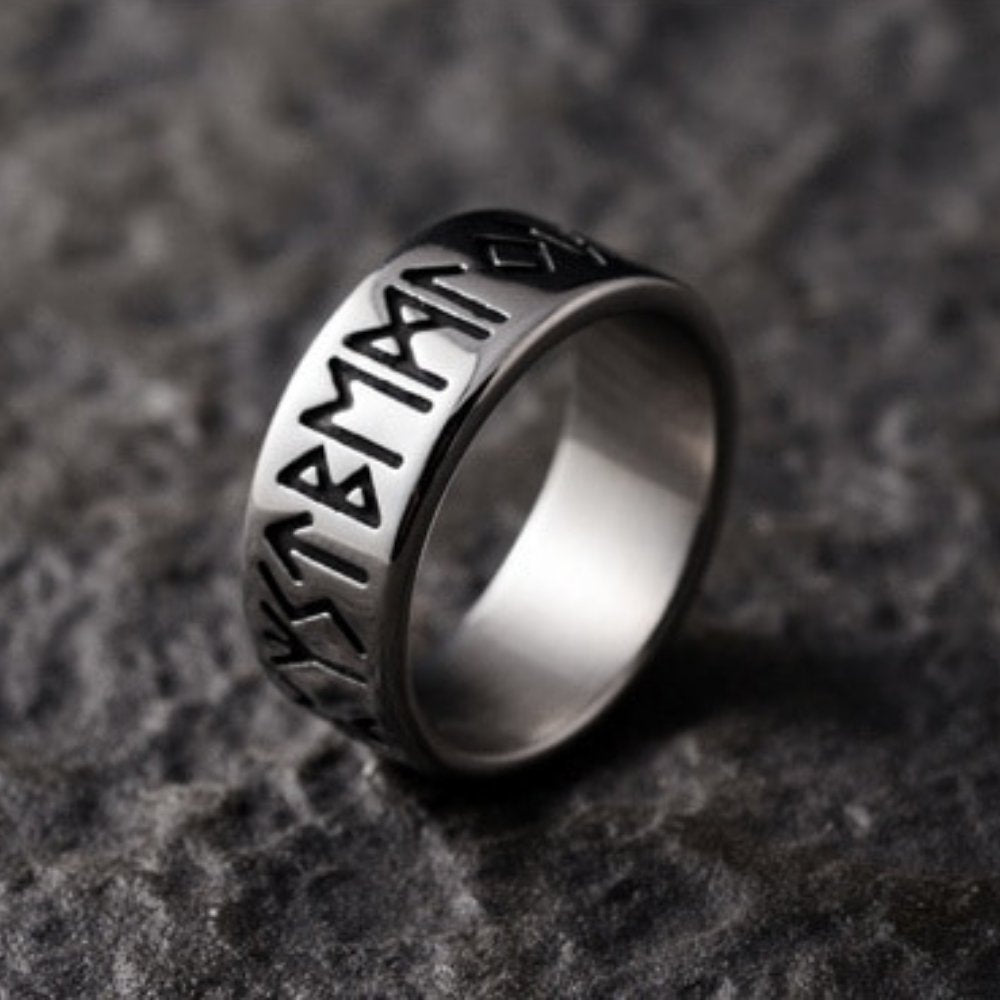 Viking Runes Eternity Ring - Chrome Cult