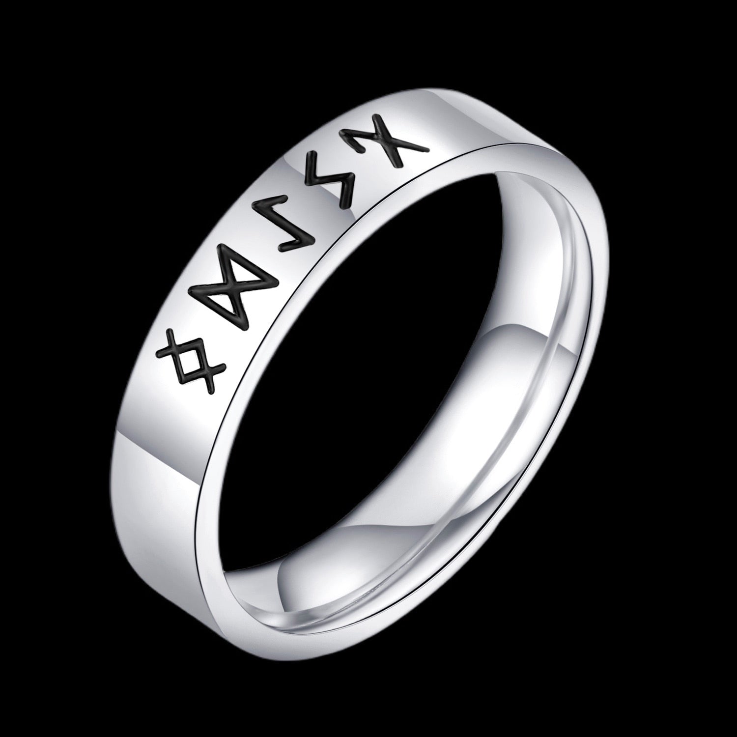 Viking Runes Simple Ring - Chrome Cult