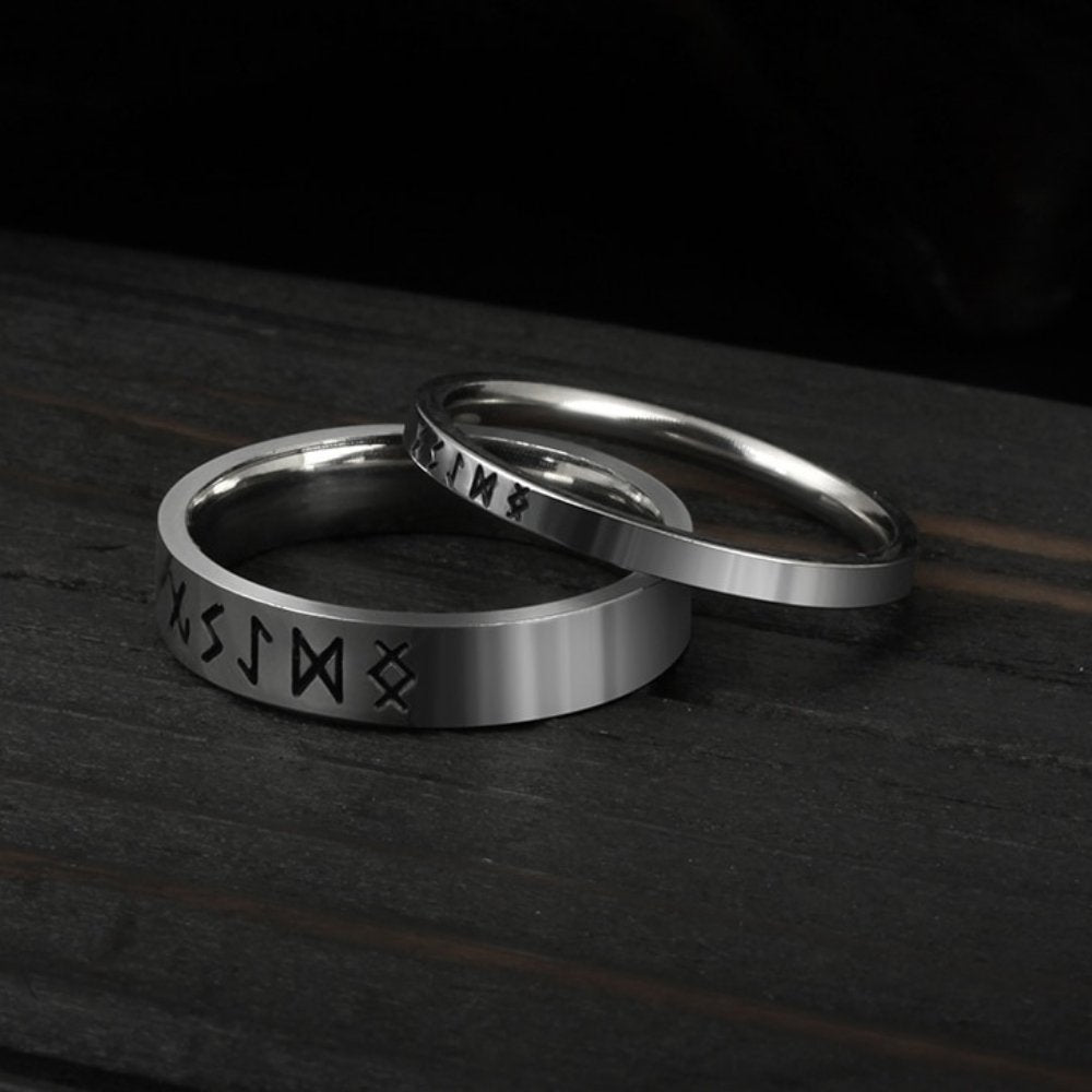 Viking Runes Simple Ring - Chrome Cult