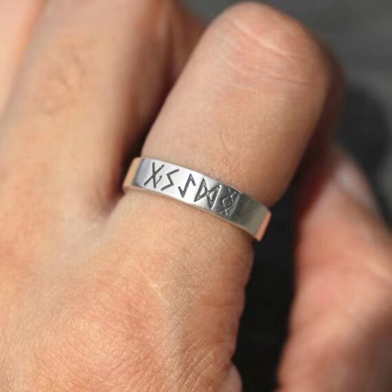 Viking Runes Simple Ring - Chrome Cult