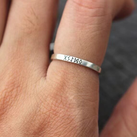 Viking Runes Simple Ring - Chrome Cult