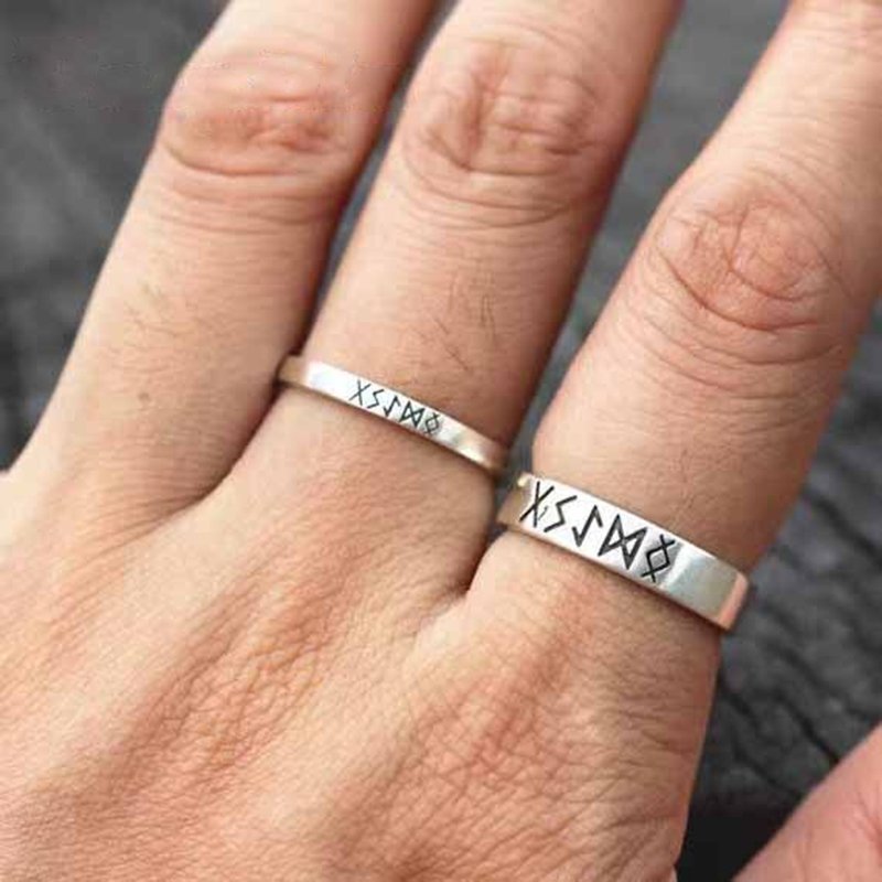 Viking Runes Simple Ring - Chrome Cult