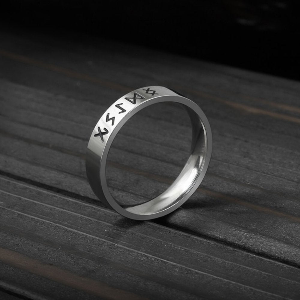 Viking Runes Simple Ring - Chrome Cult