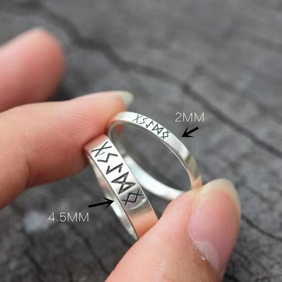 Viking Runes Simple Ring - Chrome Cult