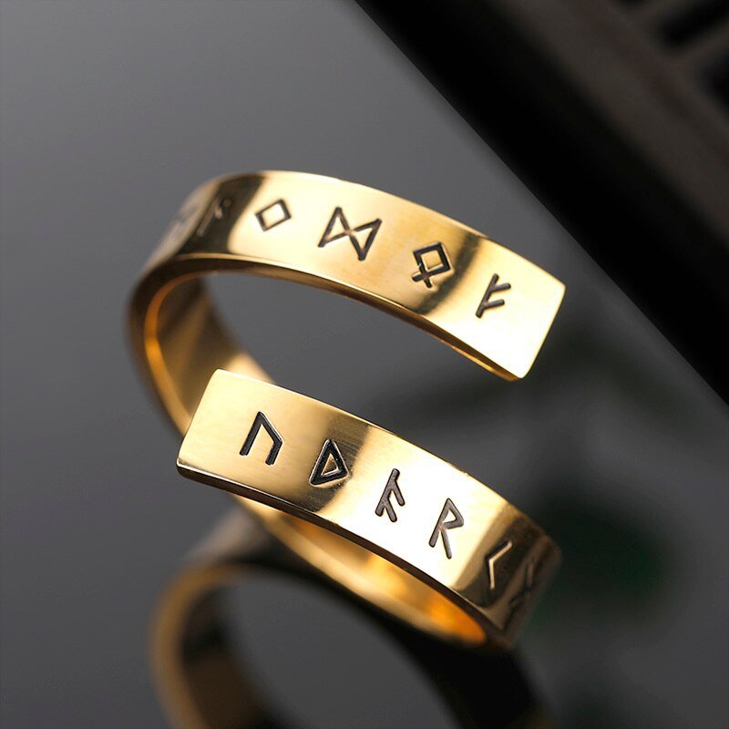 Viking Runes Wrap Ring - Chrome Cult