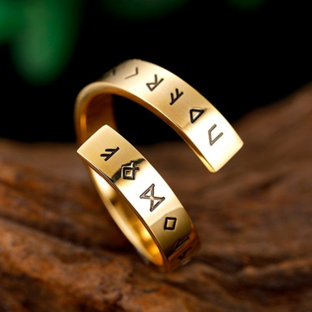 Viking Runes Wrap Ring - Chrome Cult