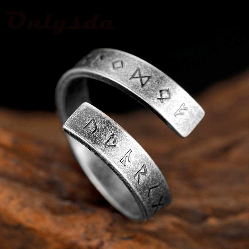 Viking Runes Wrap Ring - Chrome Cult