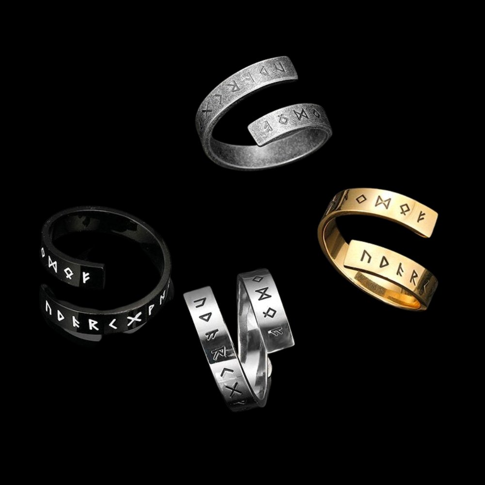 Viking Runes Wrap Ring - Chrome Cult