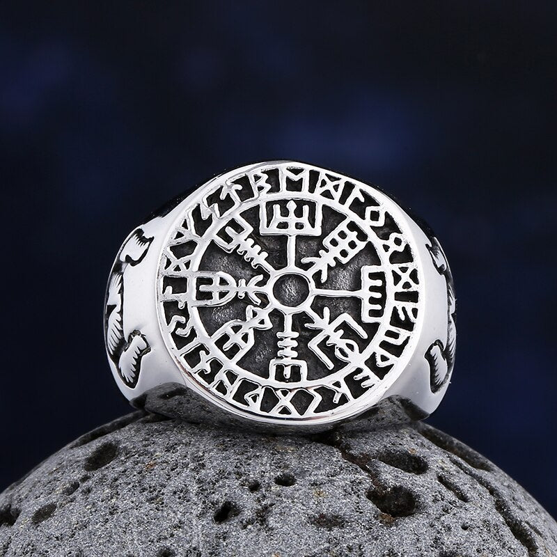 Viking Vegvisir Signet Ring - Chrome Cult