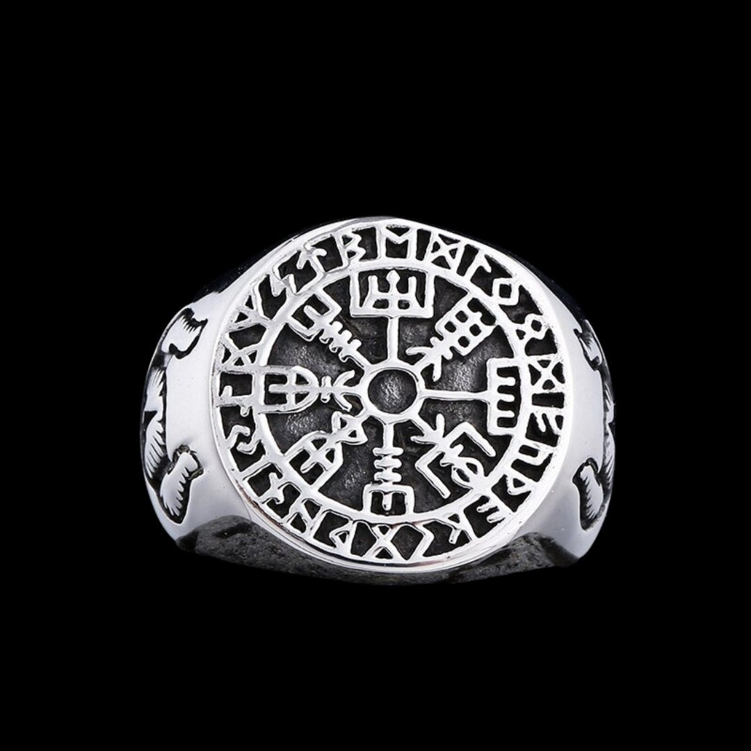 Viking Vegvisir Signet Ring - Chrome Cult