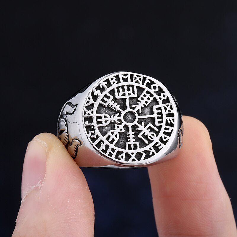 Viking Vegvisir Signet Ring - Chrome Cult