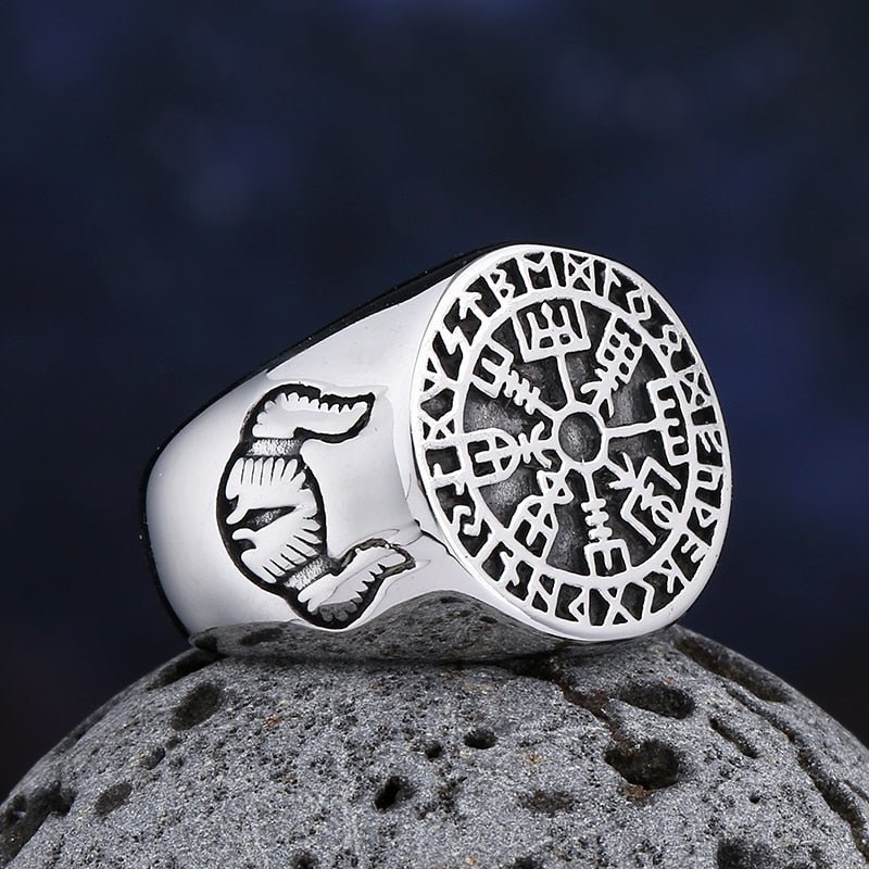 Viking Vegvisir Signet Ring - Chrome Cult