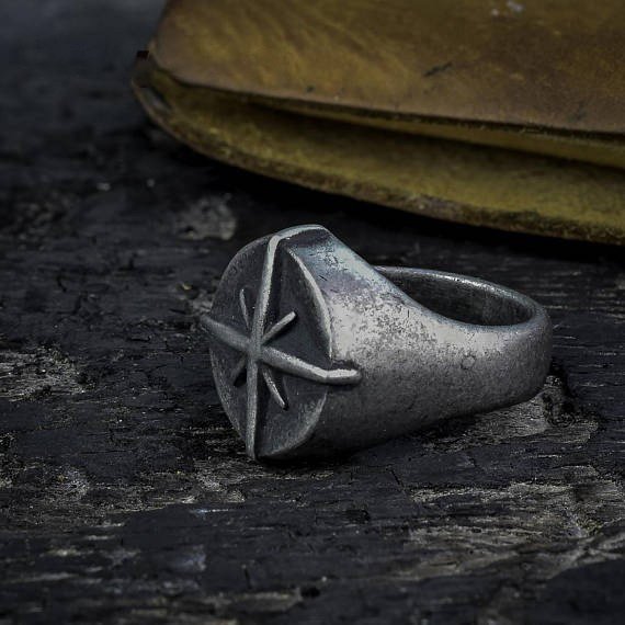 Vintage Compass Ring - Chrome Cult