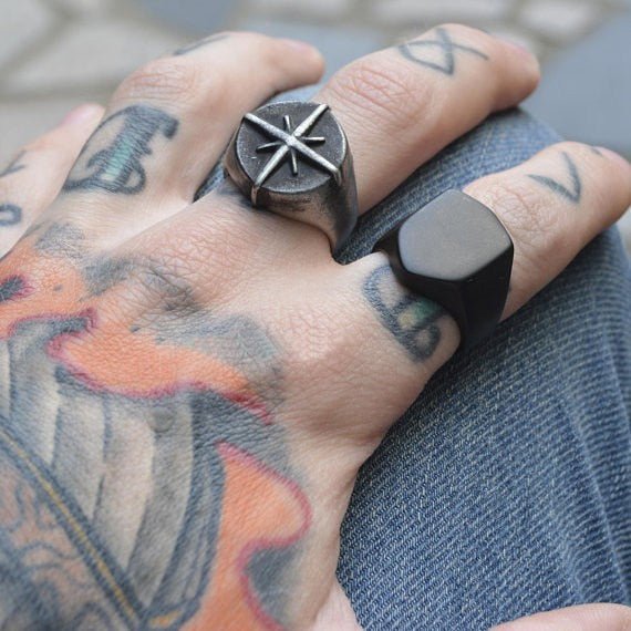 Vintage Compass Ring - Chrome Cult