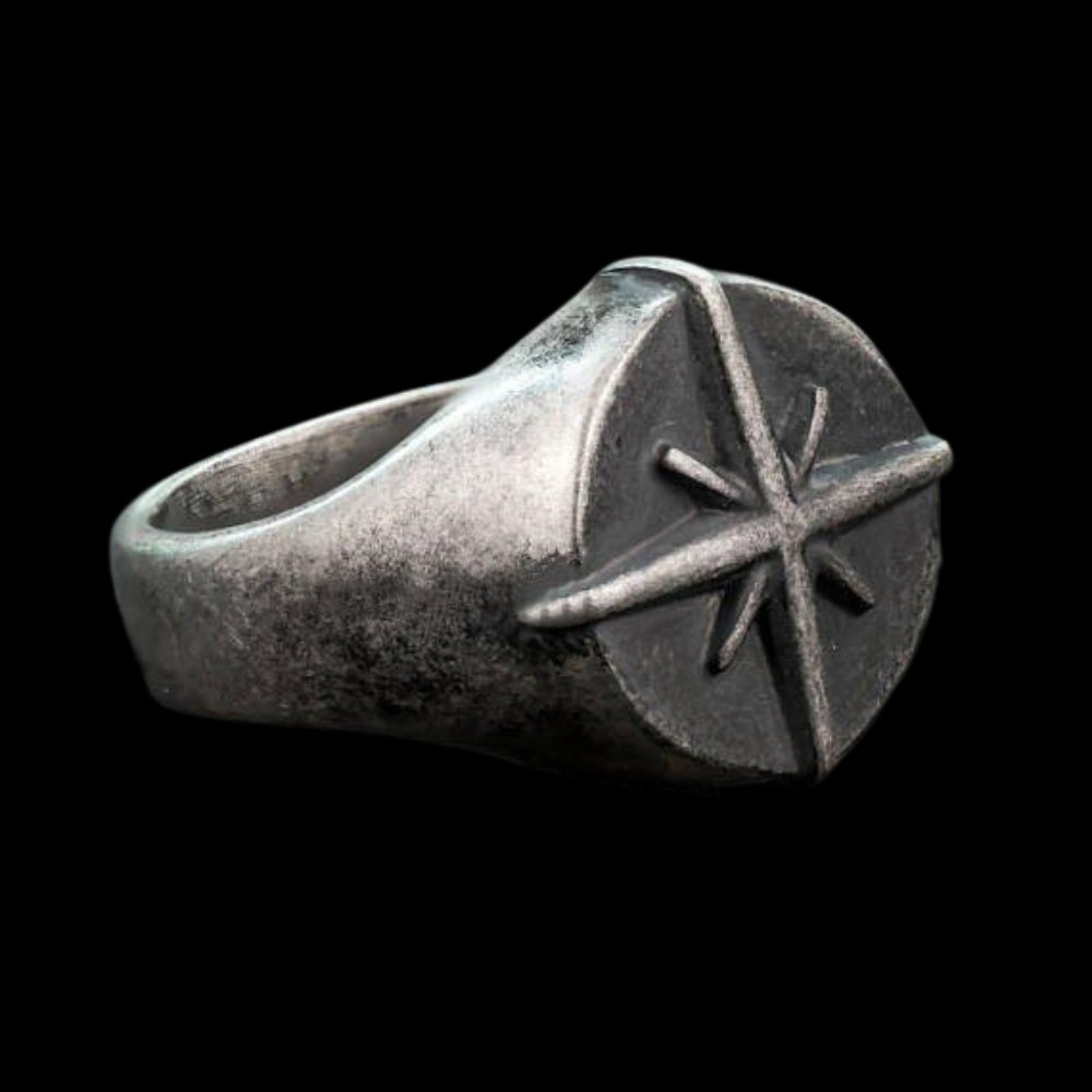Vintage Compass Ring - Chrome Cult
