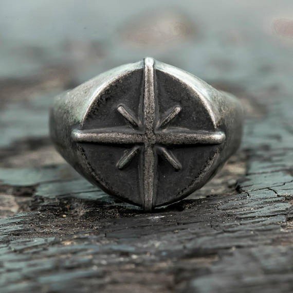 Vintage Compass Ring - Chrome Cult