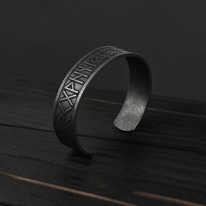 Vintage Viking Runes Cuff Bracelet - Chrome Cult