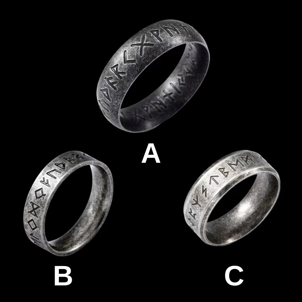 Vintage Viking Runes Ring - Chrome Cult