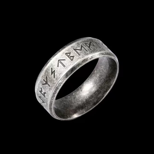 Vintage Viking Runes Ring - Chrome Cult