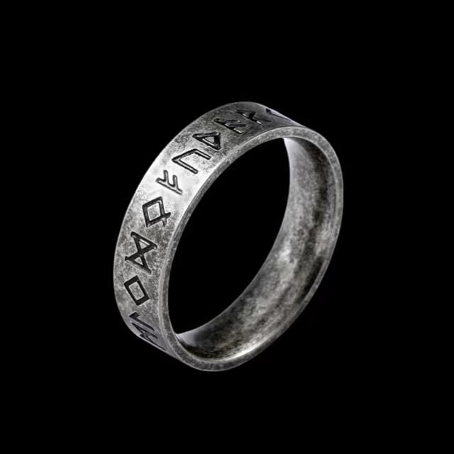 Vintage Viking Runes Ring - Chrome Cult