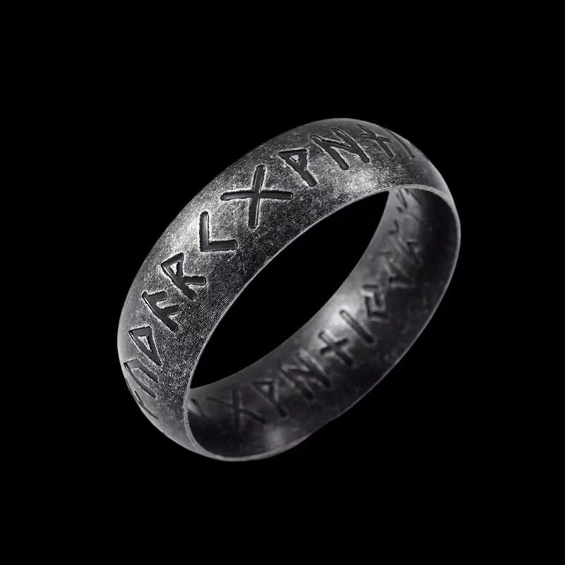 Vintage Viking Runes Ring - Chrome Cult