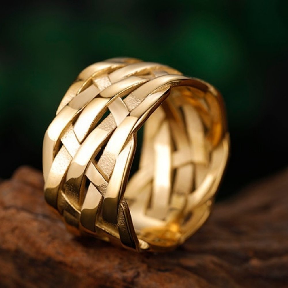 Vintage Weave Pattern Ring - Chrome Cult