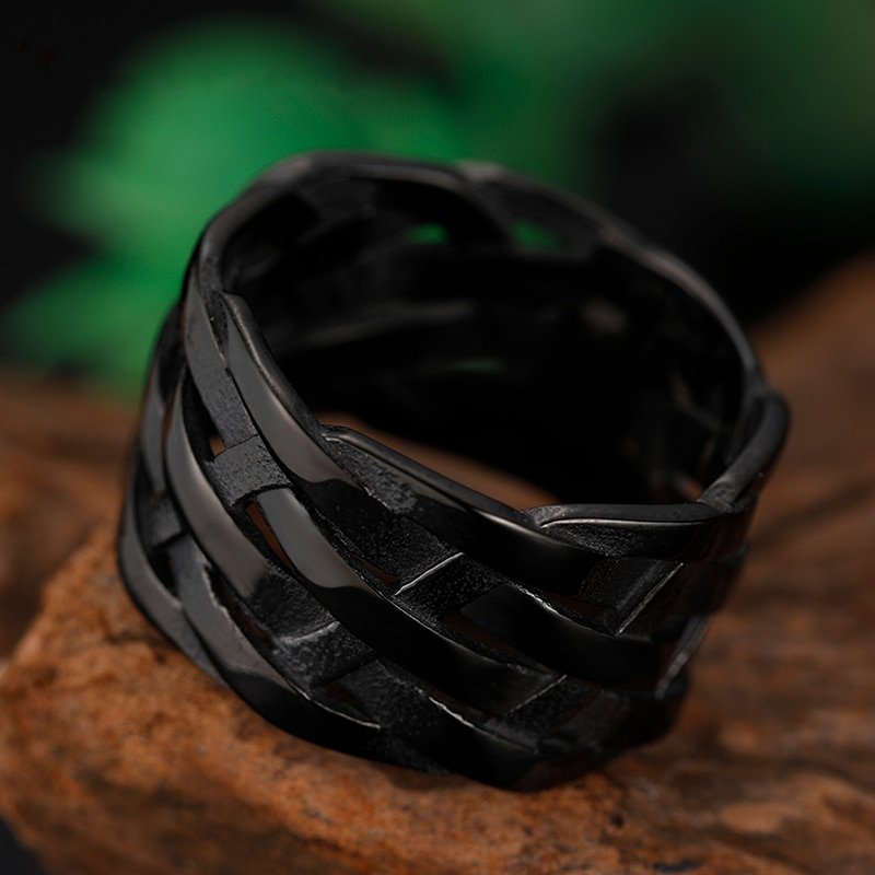 Vintage Weave Pattern Ring - Chrome Cult