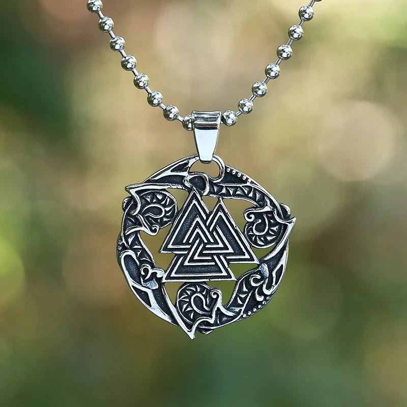 Wave Viking Valknut Pendant - Chrome Cult