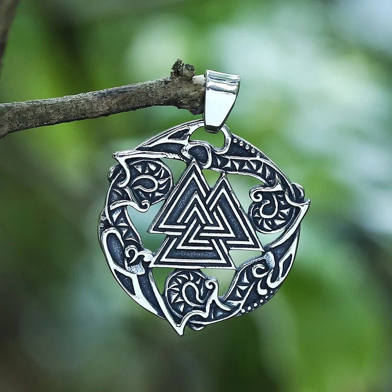 Wave Viking Valknut Pendant - Chrome Cult