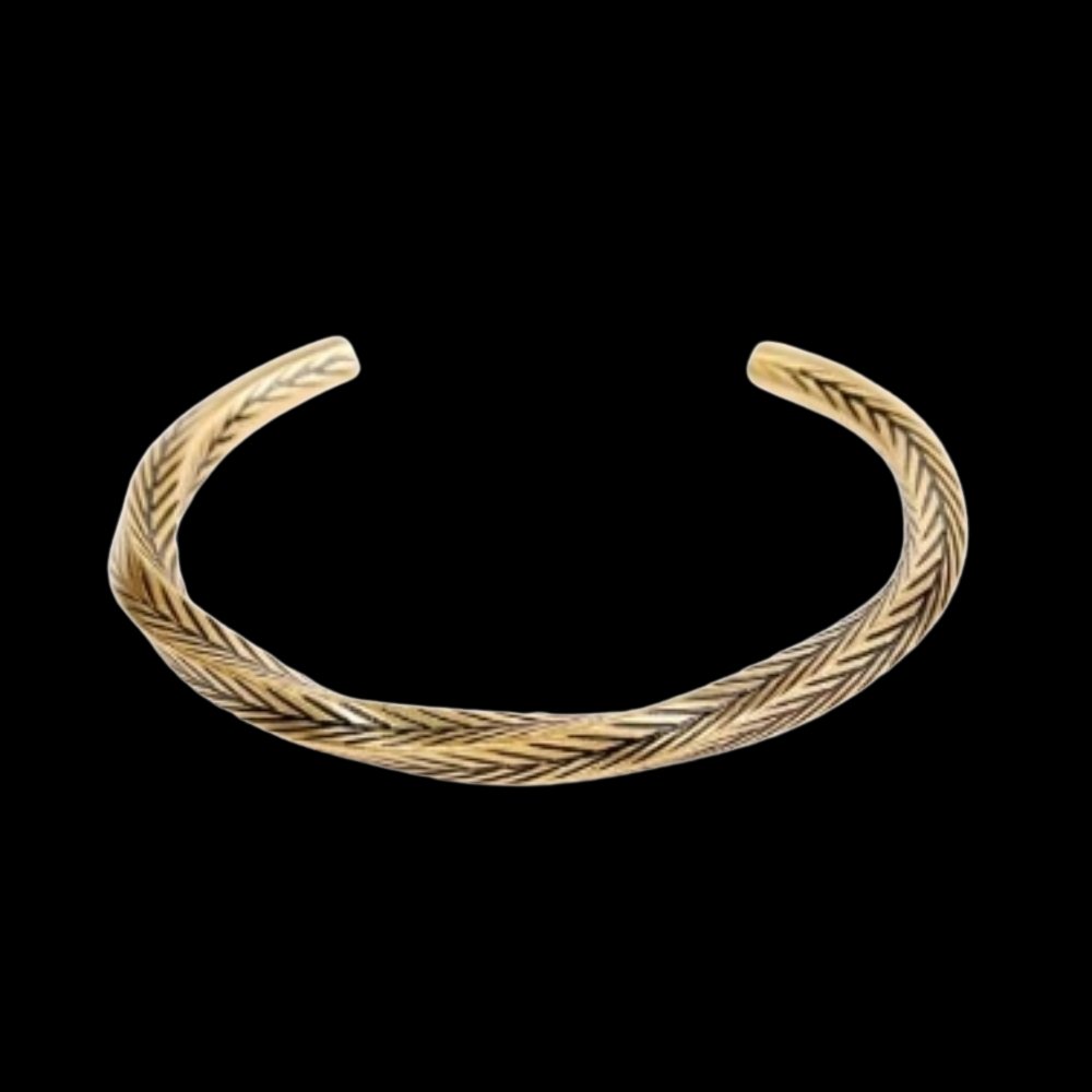 Wheat Ear Open Cuff Bracelet - Chrome Cult