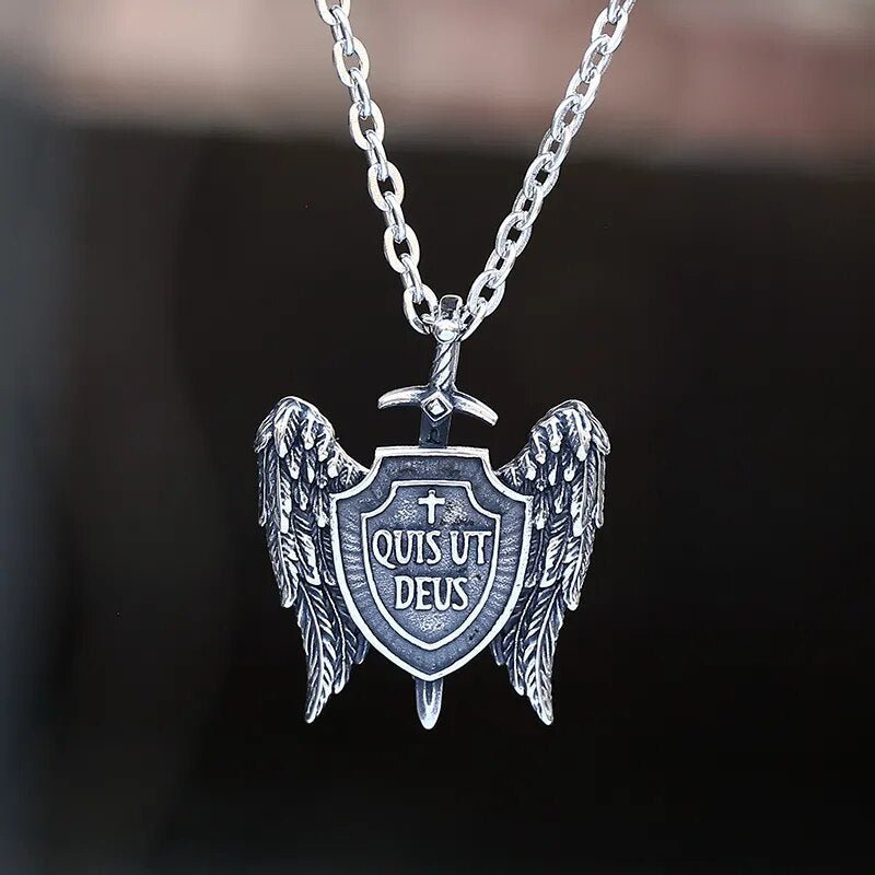 Who To Is Like God Crest Of The Angels Pendant - Chrome Cult