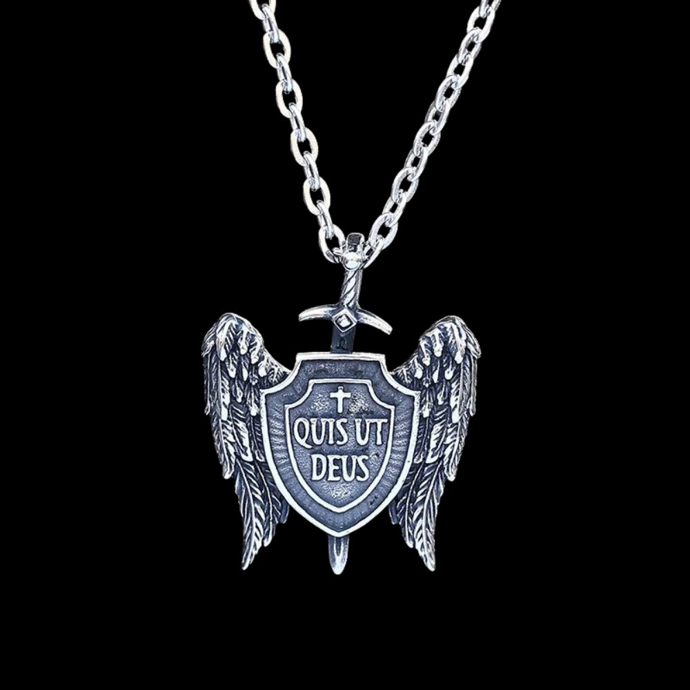 Who To Is Like God Crest Of The Angels Pendant - Chrome Cult