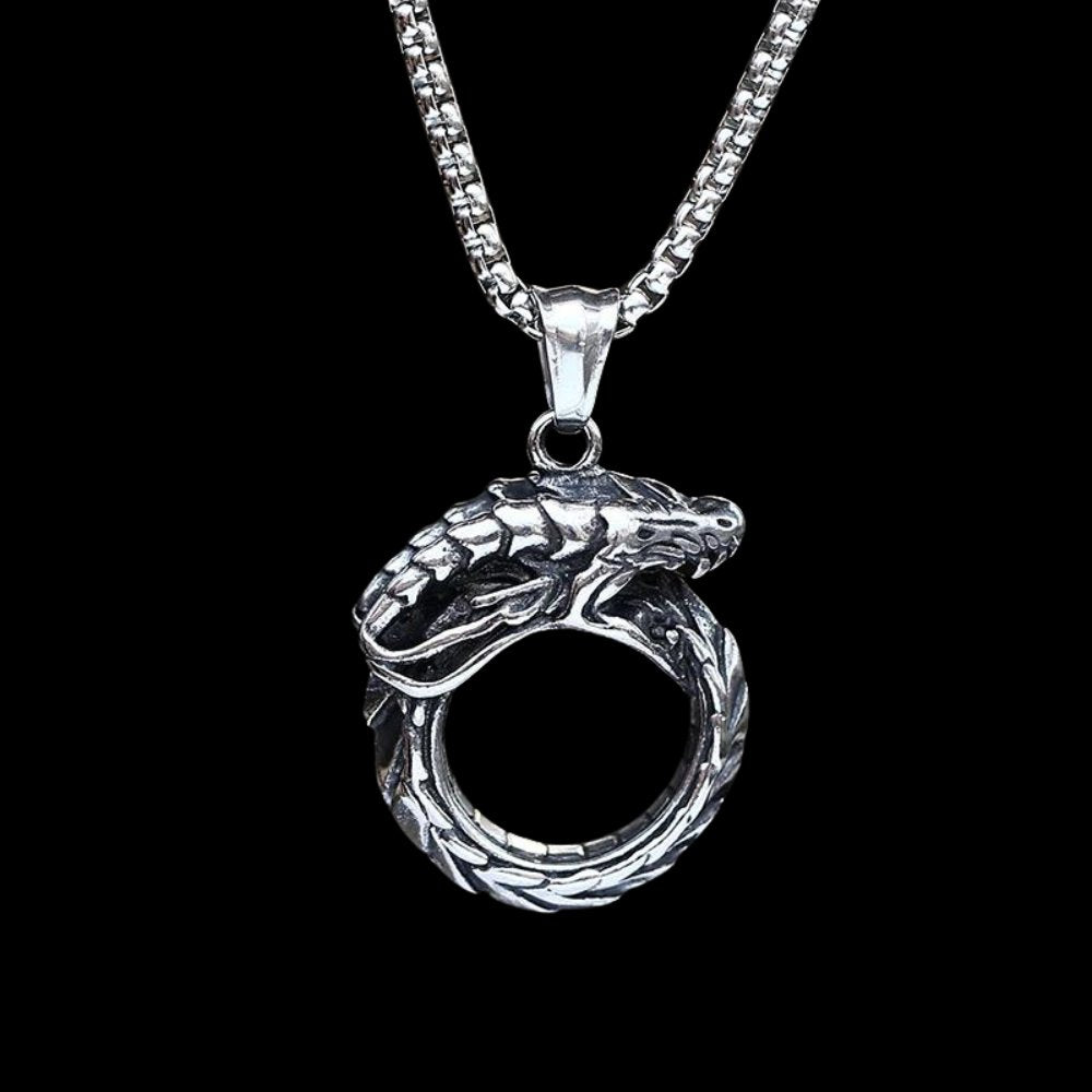 Whorled Dragon Pendant - Chrome Cult