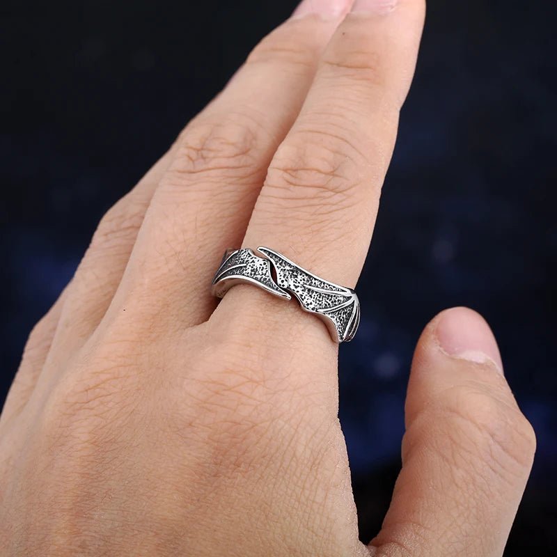 Wings Of Dracul Ring - Chrome Cult
