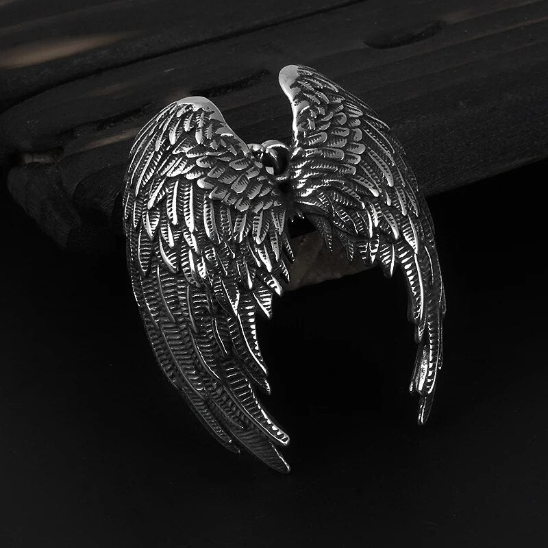 Wings Of The Fallen Angel Pendant - Chrome Cult