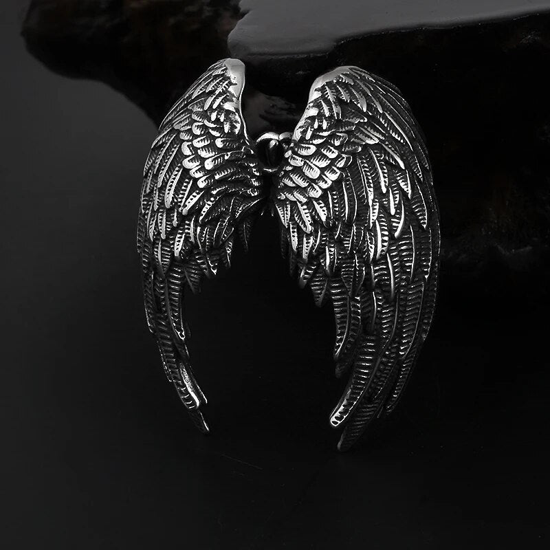 Wings Of The Fallen Angel Pendant - Chrome Cult