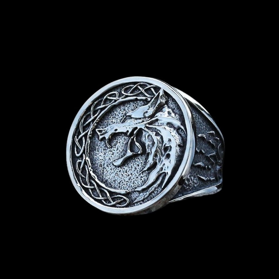 Witcher Wolf Viking Ring | Stainless Steel Gothic Jewelry | Chrome Cult
