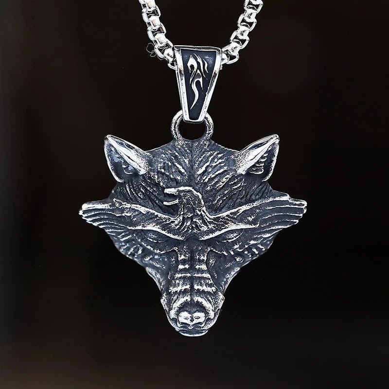 Wolf Head Pendant - Chrome Cult